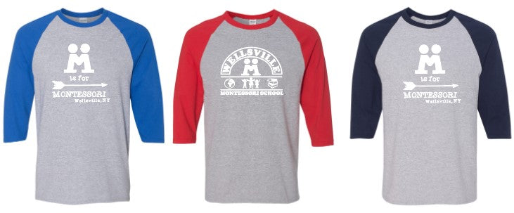 2025 Wellsville Montessori - Gildan Heavy Cotton™ Raglan Three-Quarter Sleeve T-Shirt