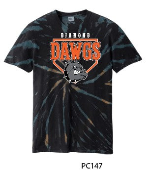 2024 Diamond Dawgs - Port & Company® Black Galaxy Spiral Tie-Dye Tee